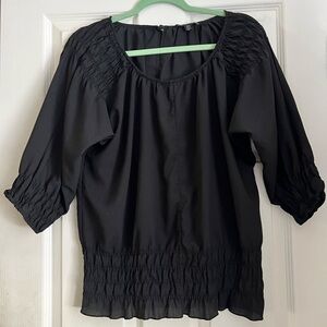 Filtre Black Smocked Blouse with 3/4 Sleeves.  Exc condition. Size M